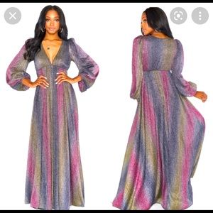 Show me your mumu Rosaline Rainbow sparkle Rosaline dress